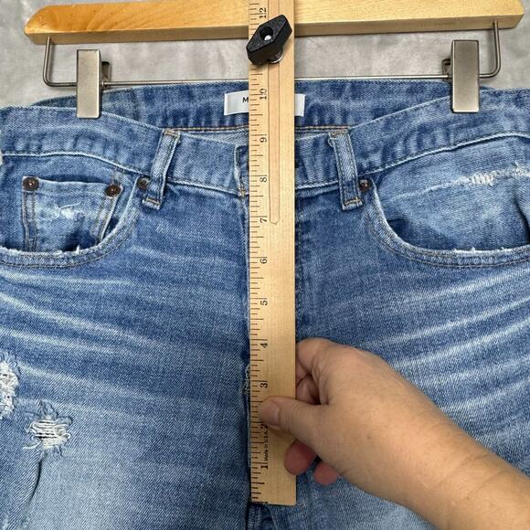 Moussy Vintage MV Jeans Howa Distressed Cropped Medium Blue 28 Japan - Picture 6 of 8
